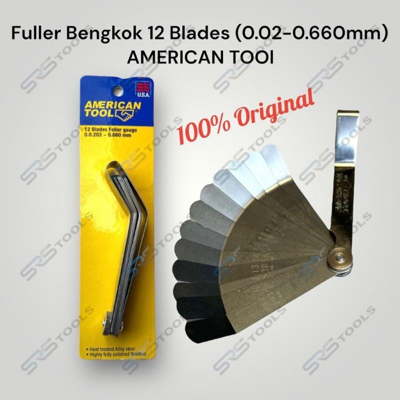 AMERICAN TOOL 8957608 Fuller 12 Blades Bengkok - High Precision Feeler Gauge - Kunci Stel Klep
