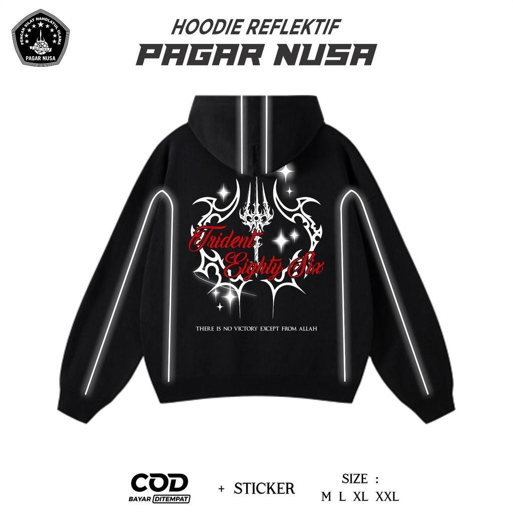 Hoodie Jaket Garis Model Boxy Reguler Pencak Silat Pagar Nusa Trident Eighty Six Desain Terbaru Mema