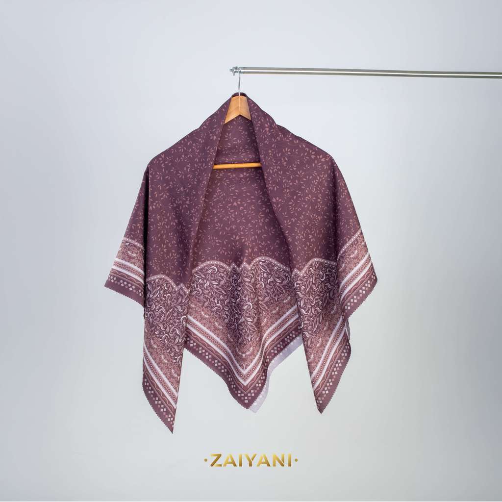 ZAIYANI - Fiora Series Scarf Segi Empat Kerudung Voal Jilbab  Motif - Warna Mauve [LG]