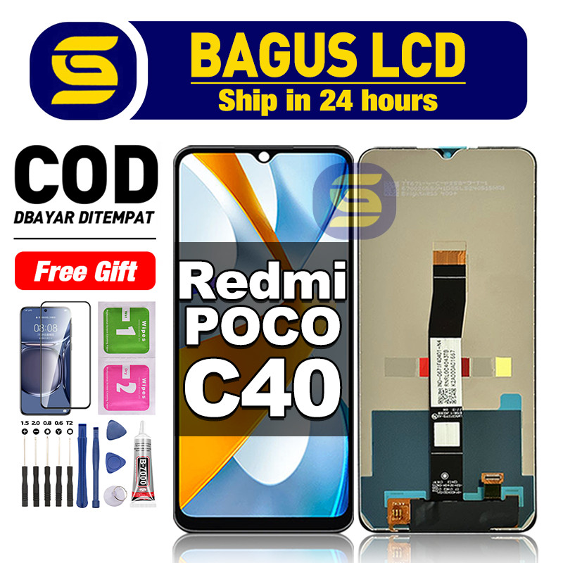 LCD POCO C40 Fullset hp layar Touchscreen untuk Glass Touch Screen Digitizer COD sun gadget free lem