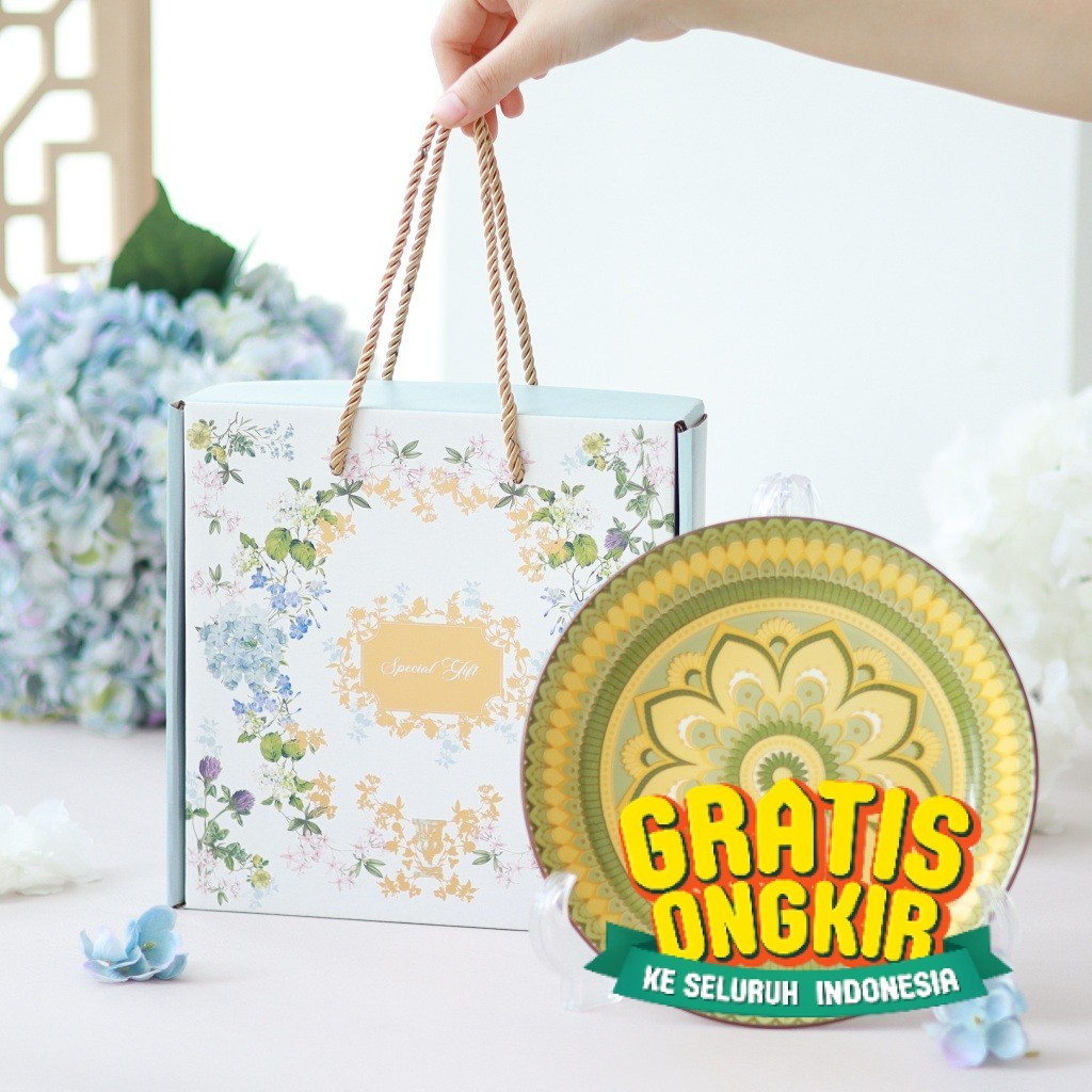 Golden Hampers Piring Set Premium Gift Set Piring Keramik Premium/ Biru Hijau Oranye Ungu
