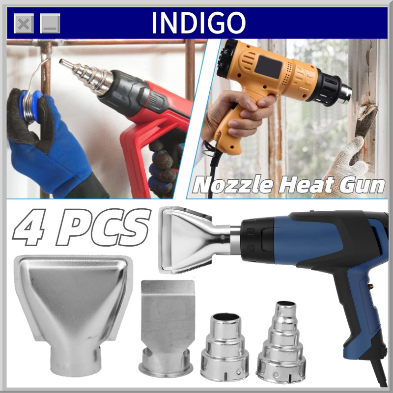 4pcs/Set Hot Air Heat Gun Blower Nozzle Stainless Air Blow Gun Nozzle Tip Ujung Universal Hot Air Gu