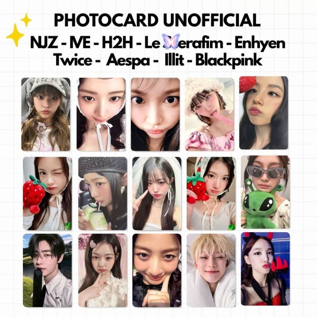Photocard Zoom Carmen Hearts2hearts twice Hanni banana Enhypenn IVE Nmixx Karina Giselle potocard Pr