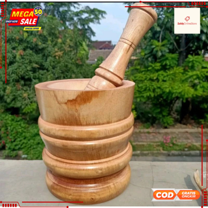 [RO] Lumpang Kayu Besar Ukuran 16 Cm + Alu / Tumbukan kayu Besar Kuat Tidak Mudah Patah J01N TERBARU