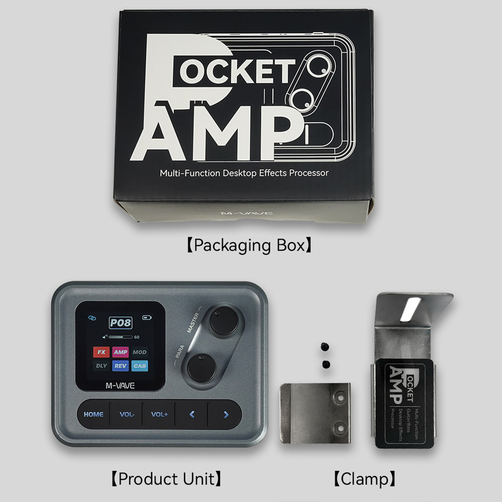 Pocket AMP Mini Guitar Bass Amp 154 LCD Color Screen 1450mAh APP Control MultiFunction Desktop Effec
