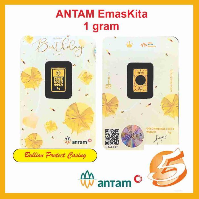 LOGAM MULIA ANTAM 1 GRAM BIRTHDAY WEDDING NIKAH BABY HADIAH KARTU - Birthday2