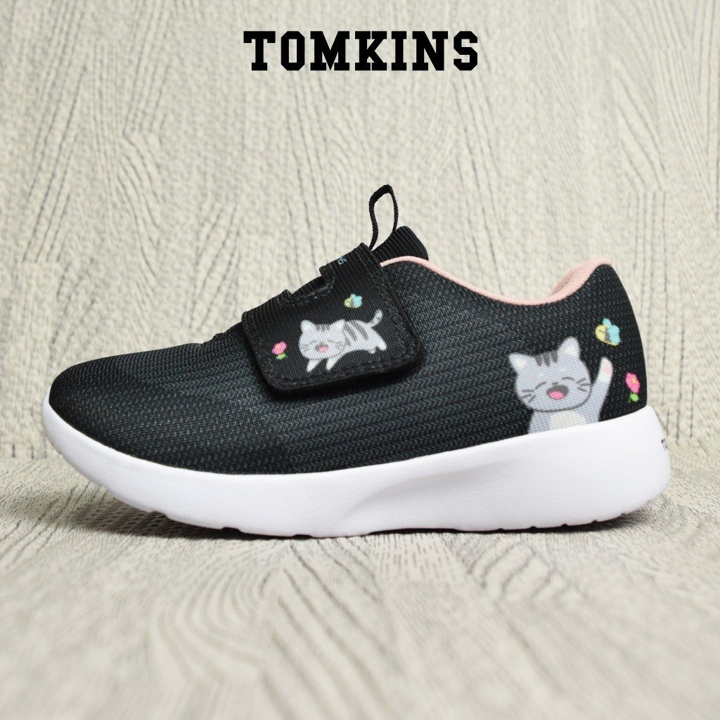 TOMKINS Arcane - Hitam Putih Sepatu Sekolah Anak Perempuan TK