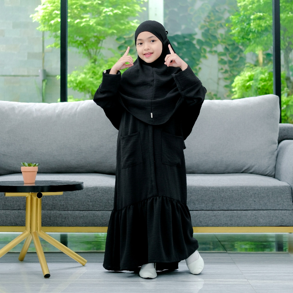 BENA.STORE Gamis Anak Perempuan Luna Series By Baby Malika | Setelan Gamis Polos Anak Terbaru Berkua