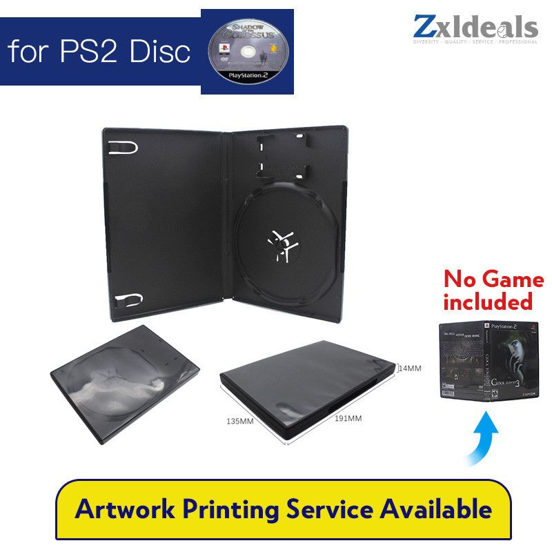 Replacement Case For PS2 Game sc Spare Black Game Playstation 2 Box Single CD