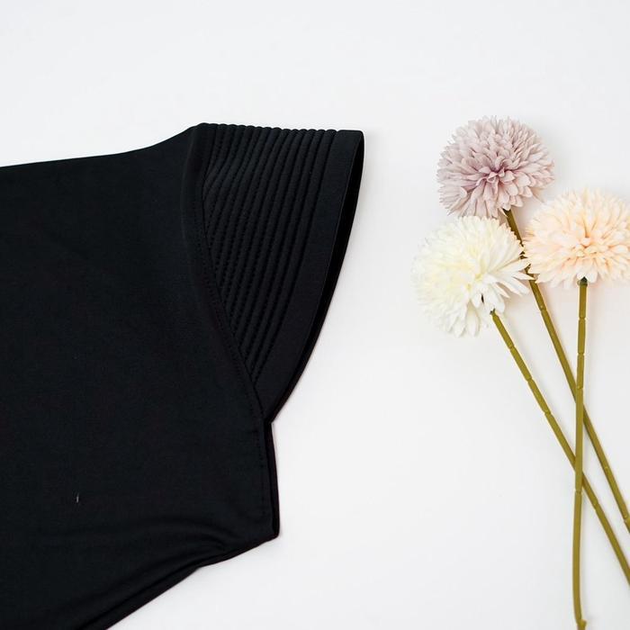 Hijab Sport | Kerudung Olahraga Jilbab Bergo jersy Simple Pad Tebal - Hitam