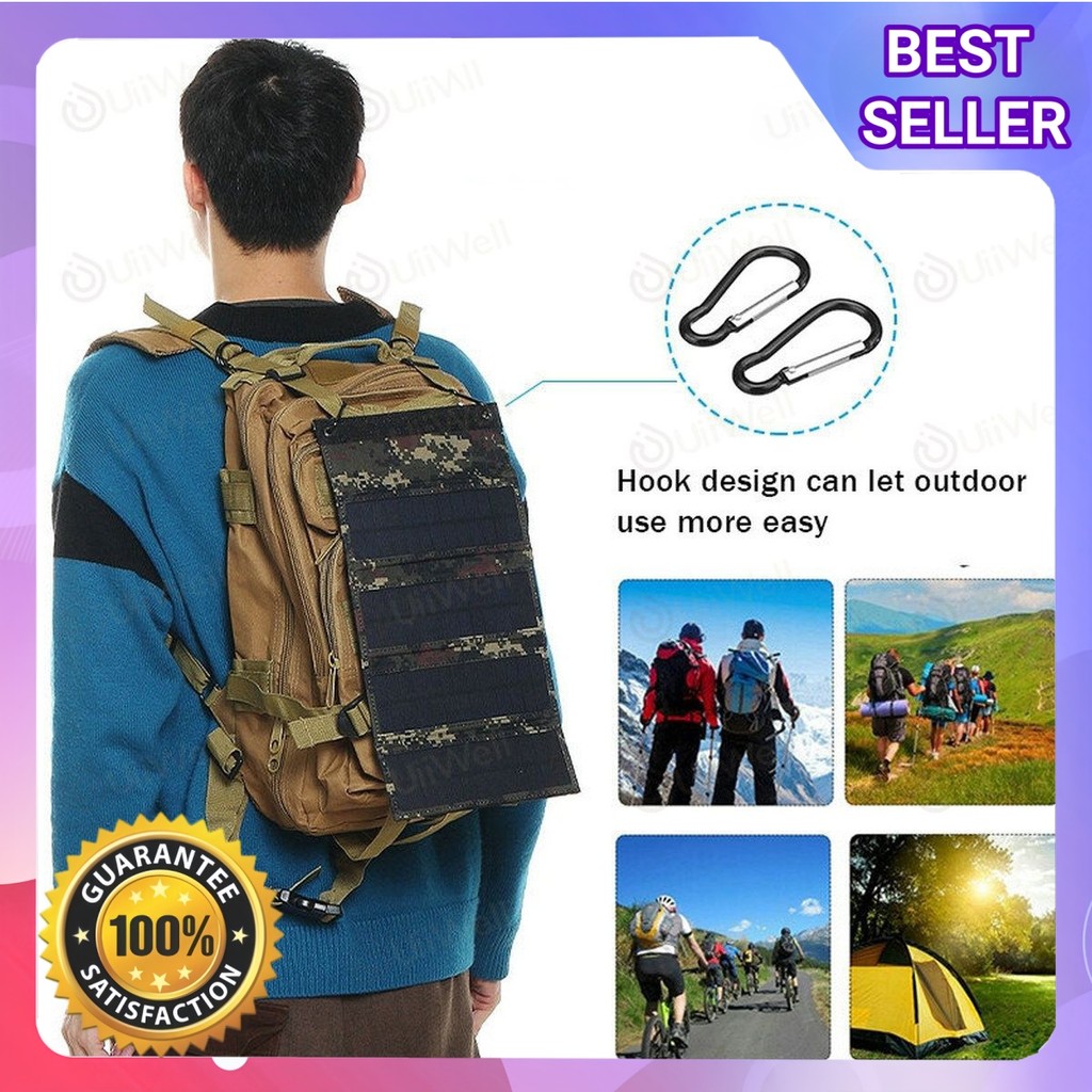 Panel surya portable SHIIE 20w 5V USB foldable untuk outdoor survival mancing berburu pengisian HP p