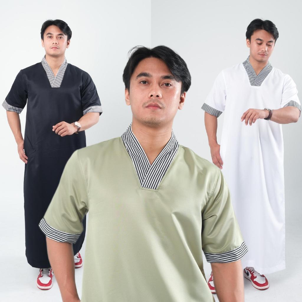 Jubah Pria Gamis slimfit Pria Lengan Pendek Jubba jubah pria muslim lengan pendek busana muslim pria