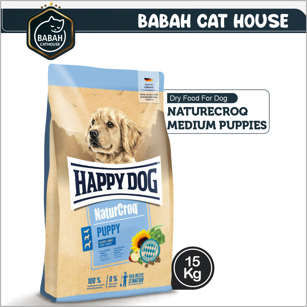 15kg HAPPY DOG NATURECROQ MEDIUM PUPPIES dog food hd puppy makanan anak ajing ras sedang besar anaka