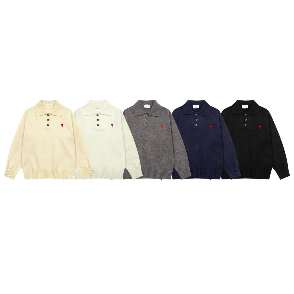 CLAMS2025 Sweater kerah polo klasik baru, cocok untuk pria dan wanita ori