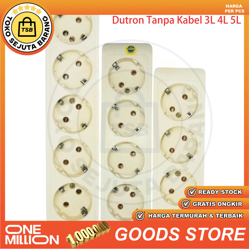 Dutron Stop Kontak Tanpa Kabel 3 Lubang 4 Lubang 5 Lubang Saklar ON OFF Lampu LED Indikator Socket A