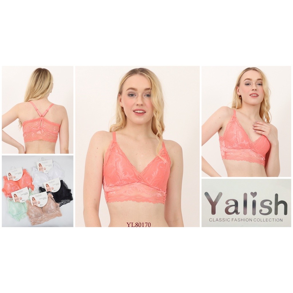 Bra Wanita Tanpa Kawat  Wireless / Wirefree YALISH Full Cup Busa Tipis Bralette Mix Hias Lace Pakaia