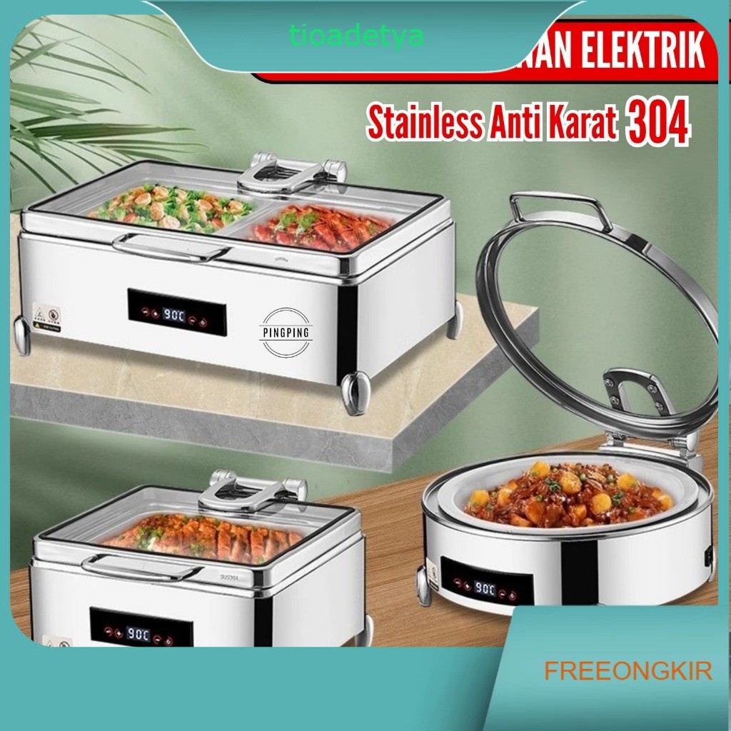 PingPing Rolltop Prasmanan Hidrolik Mewah 304 Stainless Tutup Silver