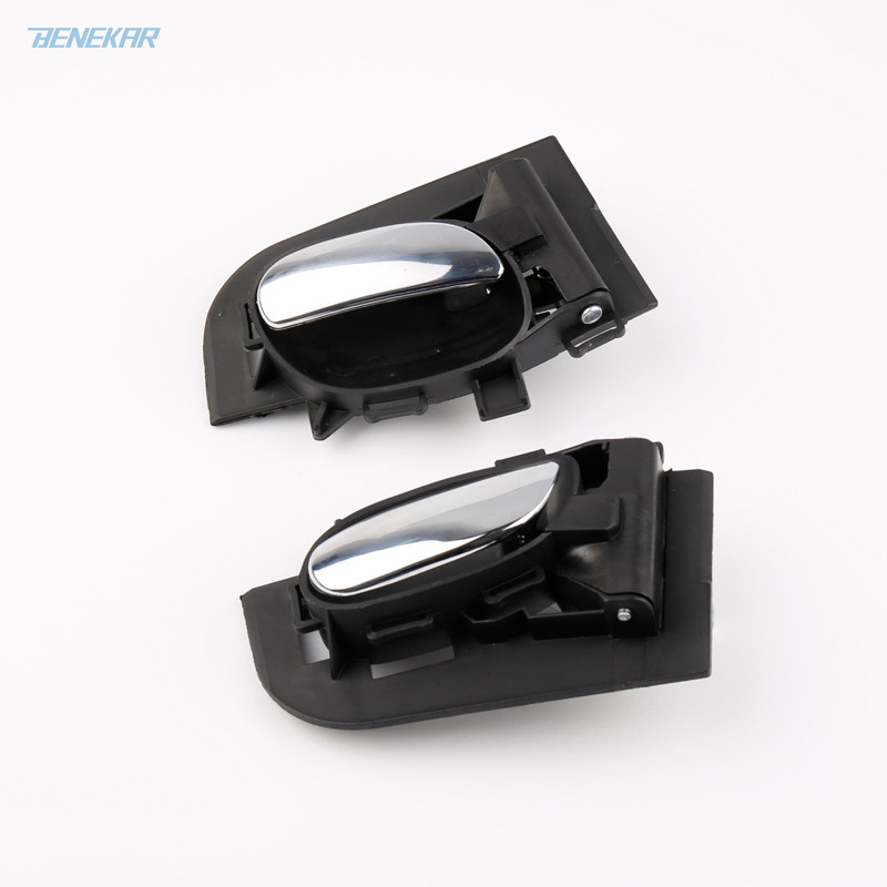 Benekar Pair of Chrome Inside Interior Door Handle Black for PEUGEOT 206 207 206cc Citroen C2
