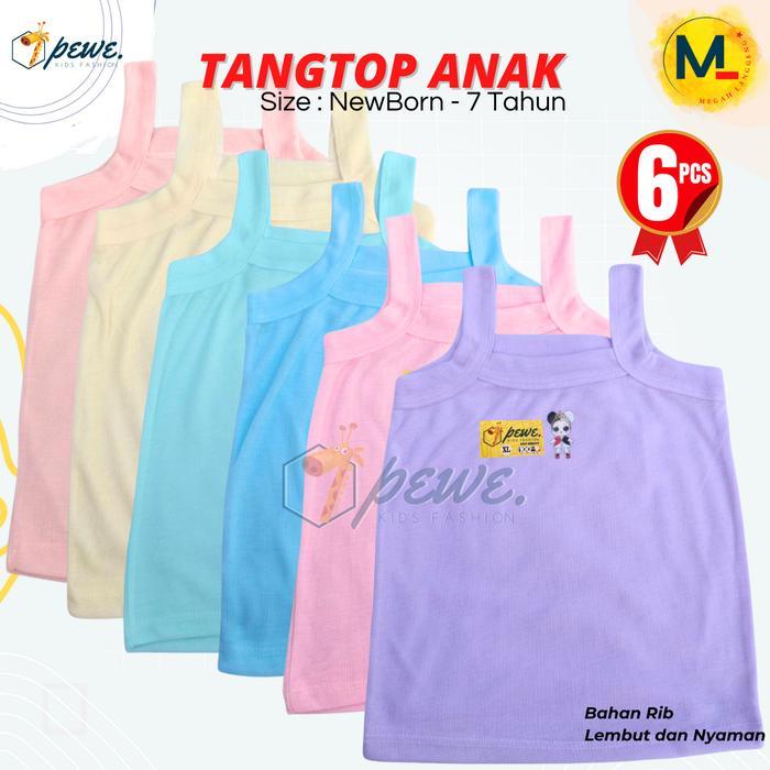 6 pcs singlet anak Bayi perempuan / tengtop anak perempuan warna warni / tentop anak newborn / Tangt