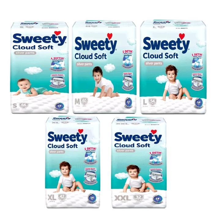 pampers sweety pants silver jumbo S66 M60 L54 XL42 extra kering Popok Bayi Diapers - S66