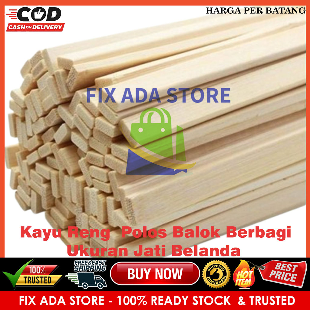 [Instant] Kayu Reng Polos Balok Jati Belanda Papan Ambalan Stik Serut Halus Bingkai Frame Album Foto