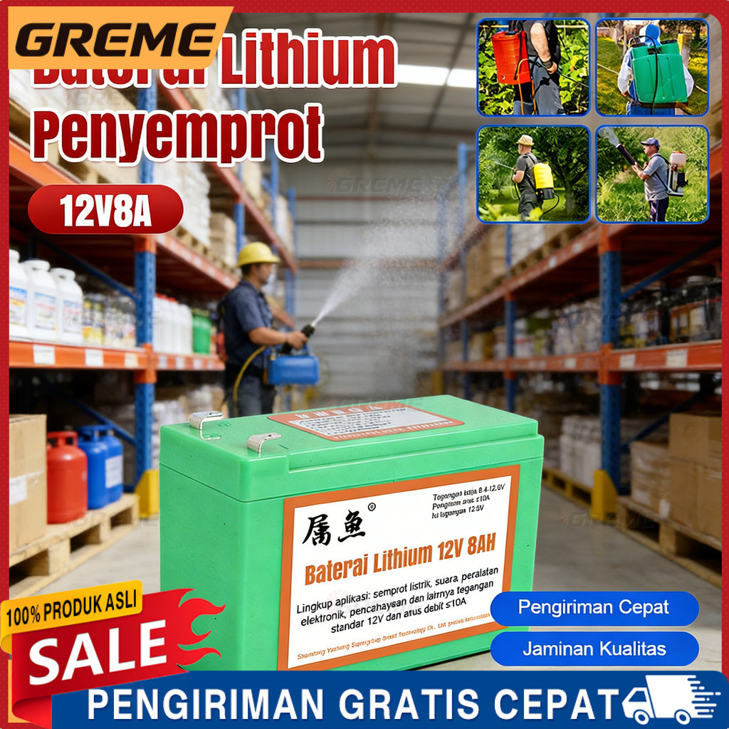 Aki Lithium 12V 8Ah Sprayer Elektrik Nagasaki, Nagawa Tengki Alat Semprot accu baterai Alat Semprot 