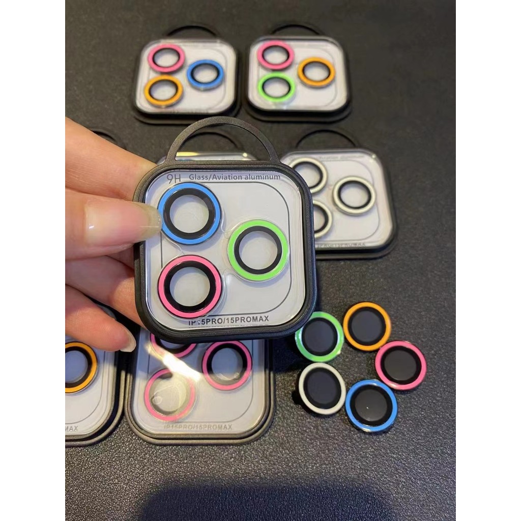 Pelindung Lensa Kamera Bercahaya Untuk IPhone 11 12 13 14 Pro Max 15 Plus Cincin Kaca Untuk Aksesori