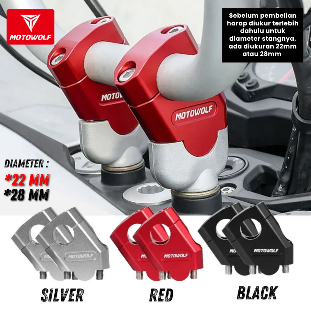 Motowolf Peninggi Stang Motor Raiser Stang Honda ADV Yamaha Universal