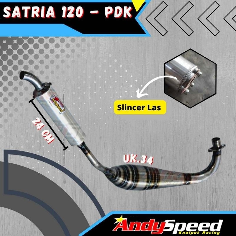 Knalpot SATRIA 2TAK LUMBA HIU KOLONG PDK merk andy speed