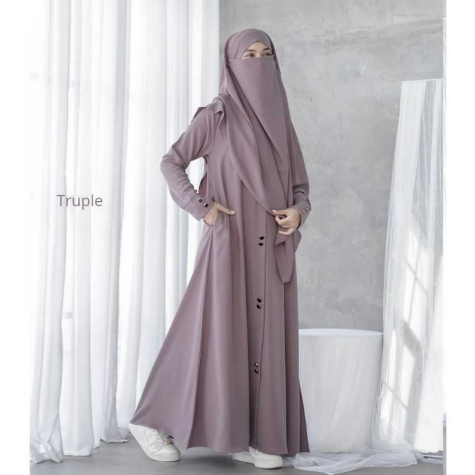 BJP - dress gamis set khimar model mewah dan elegan pakaian umroh haji