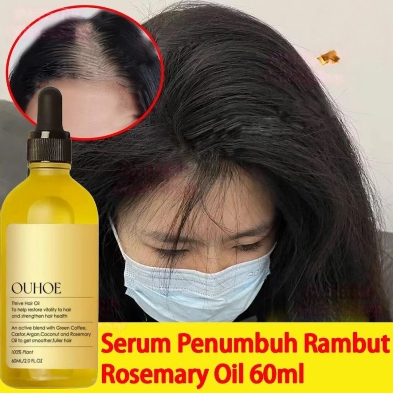 Rosemary Oil Rambut  60ml - Campuran Minyak Kopi Hijau, Castor, Argan, Kelapa & Rosemary - Kembalika