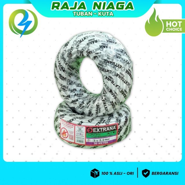 KABEL WARNA PUTIH NYM UKURAN 3X1.5 MM MERK EXTRANA PANJANG 100 M