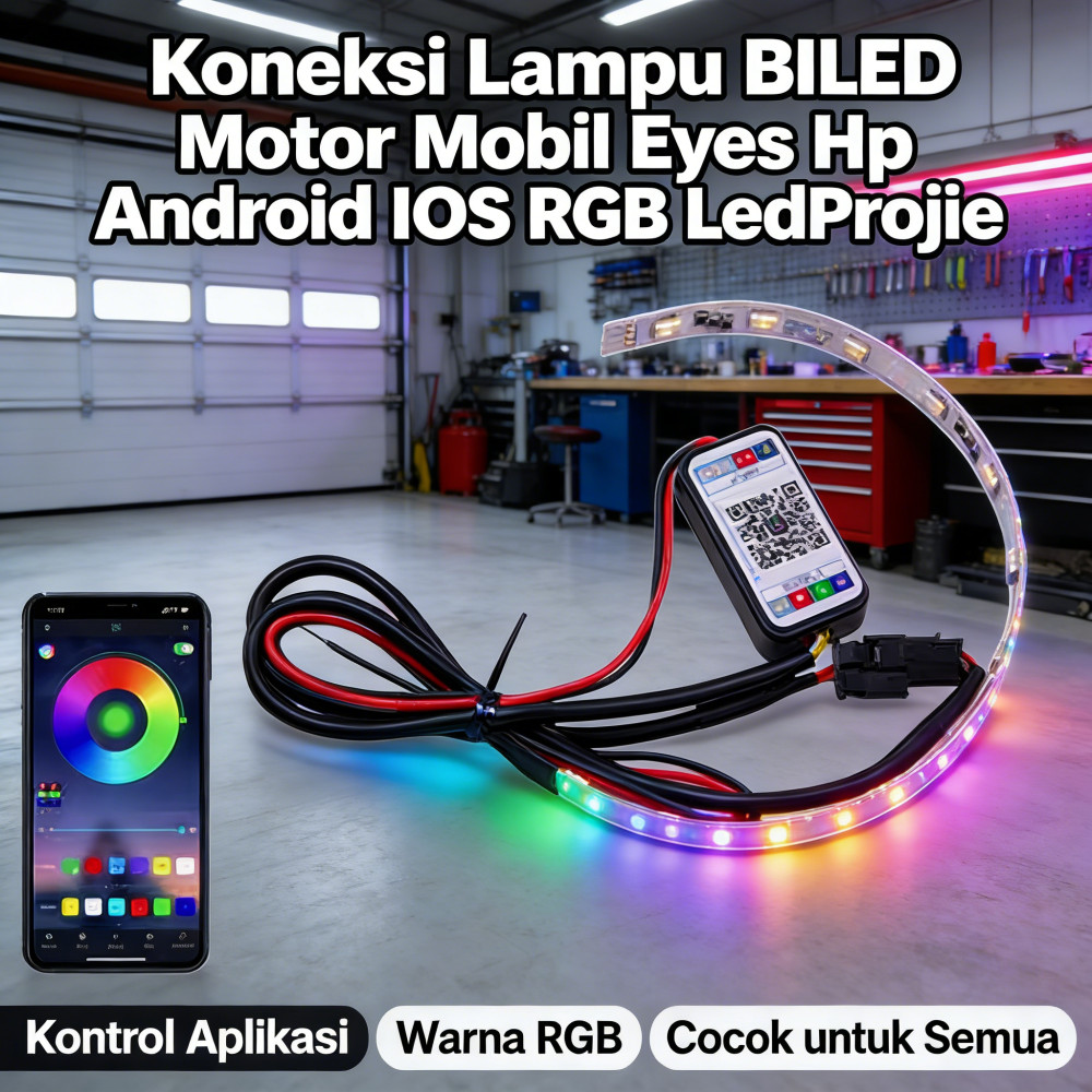 Projie Hp BILED Koneksi App IOS Android Motor Led Lampu Mobil Motor Demon Eyes RGB Motor Eyes Demon