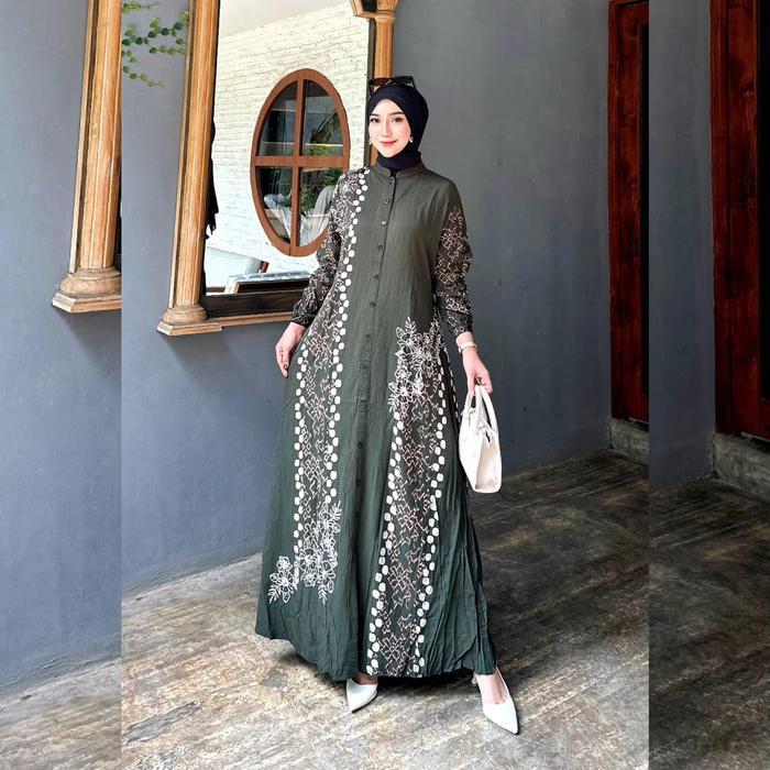 Diskon Spesial Ramadhan Naya Batik - Gamis Twill Ori Premium 2025 Berkualitas Motif Garis Batik Cap 