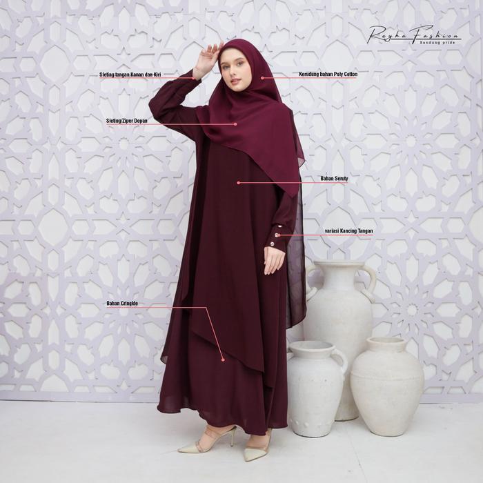 [A6]Gamis Set Denisa Crinkle Mix Ceruty Baby Doll / Gamis Pesta / Gamis Pengajian / Gamis Umroh / Ga