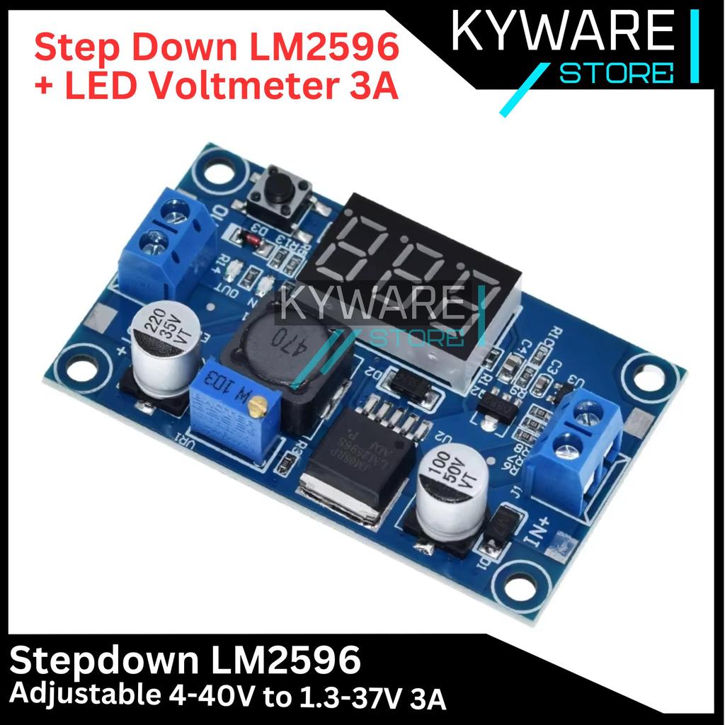 LM2596 Step Down DC  + LED Voltmeter Display 3A Adjustable Buck Converter Penurun Tegangan LM2596S