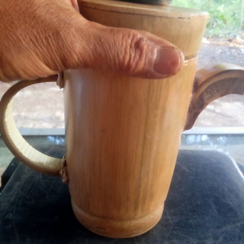 DISKON !! teko/ceret/wadah air unik jadul natural alami dari bambu yang sudah di ampelas