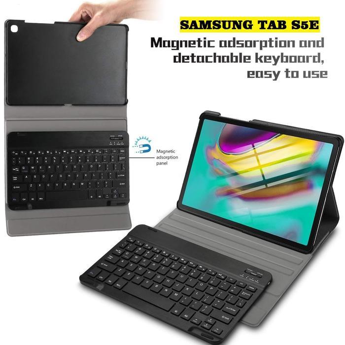 Samsung Tab S5e S5 Wireless Bluetooth Keyboard Kibord Slim Cover Case - Hitam