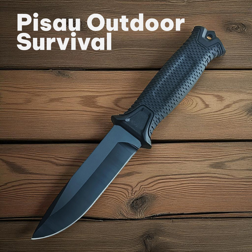 Pisau Outdoor Survival Straight Knife With Holster - Pisau Survival Tactical Dengan Holster - Pisau 