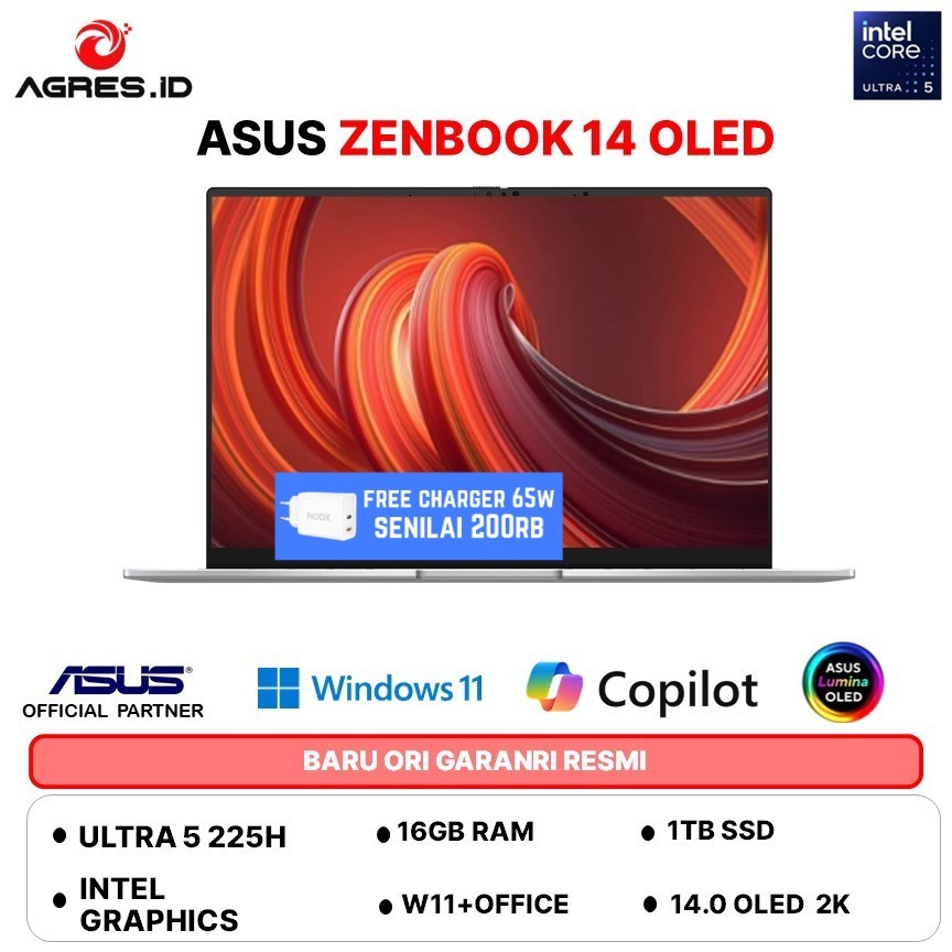 ASUS ZENBOOK 14 OLED TOUCH UX3405CA ULTRA 5 225H 16GB 1TB W11+OHS 14.0 2K EV0 SLV -OLED5112TM