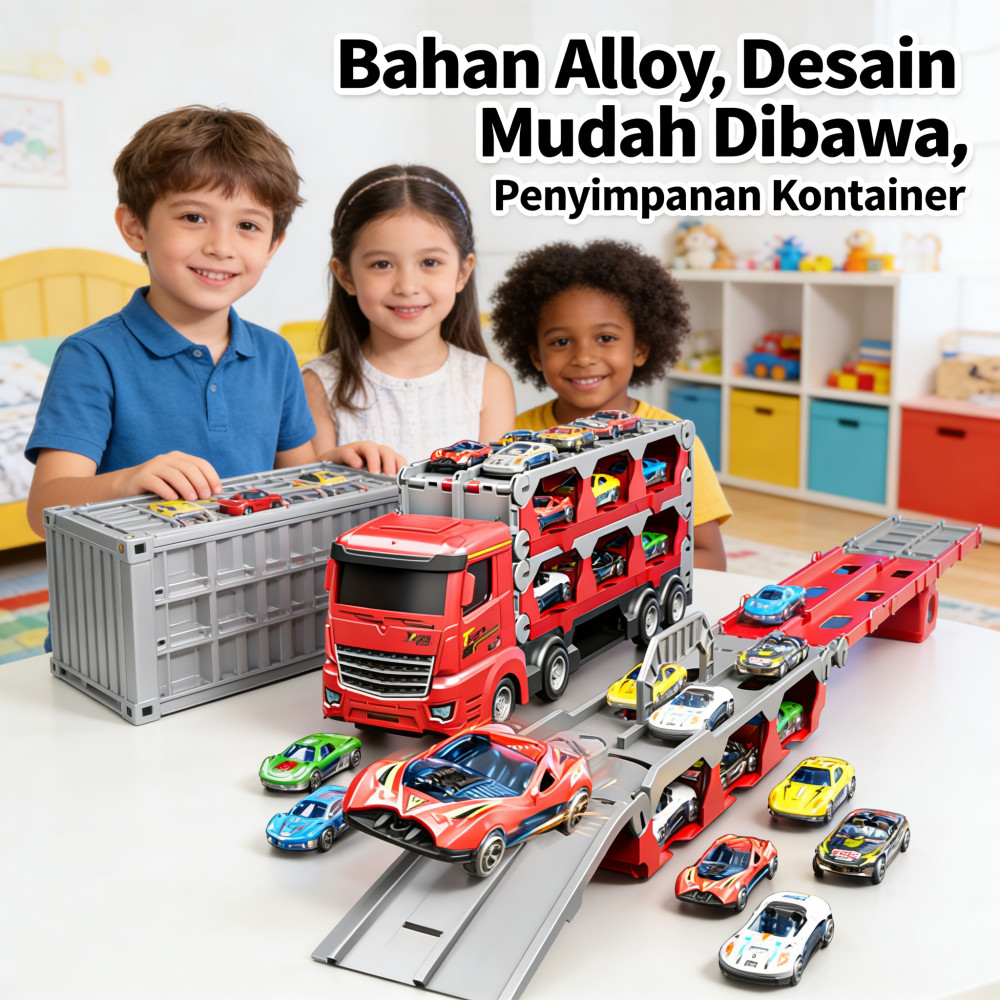 Penyimpanan Kendaraan Truk Konstruksi Pemadam Kebakaran Katapult Anak Alloy Mobil Truk Model Mainan