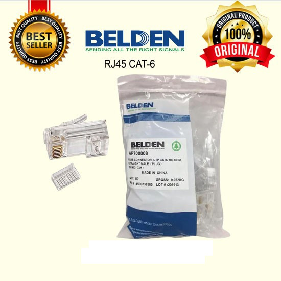 KONEKTOR BELDEN RJ45 CAT6 ORIGINAL Konnector RJ45 Cat 6 Cat 6e Cat6 Cat6e Konektor ( isi 50pcs ) RJ4