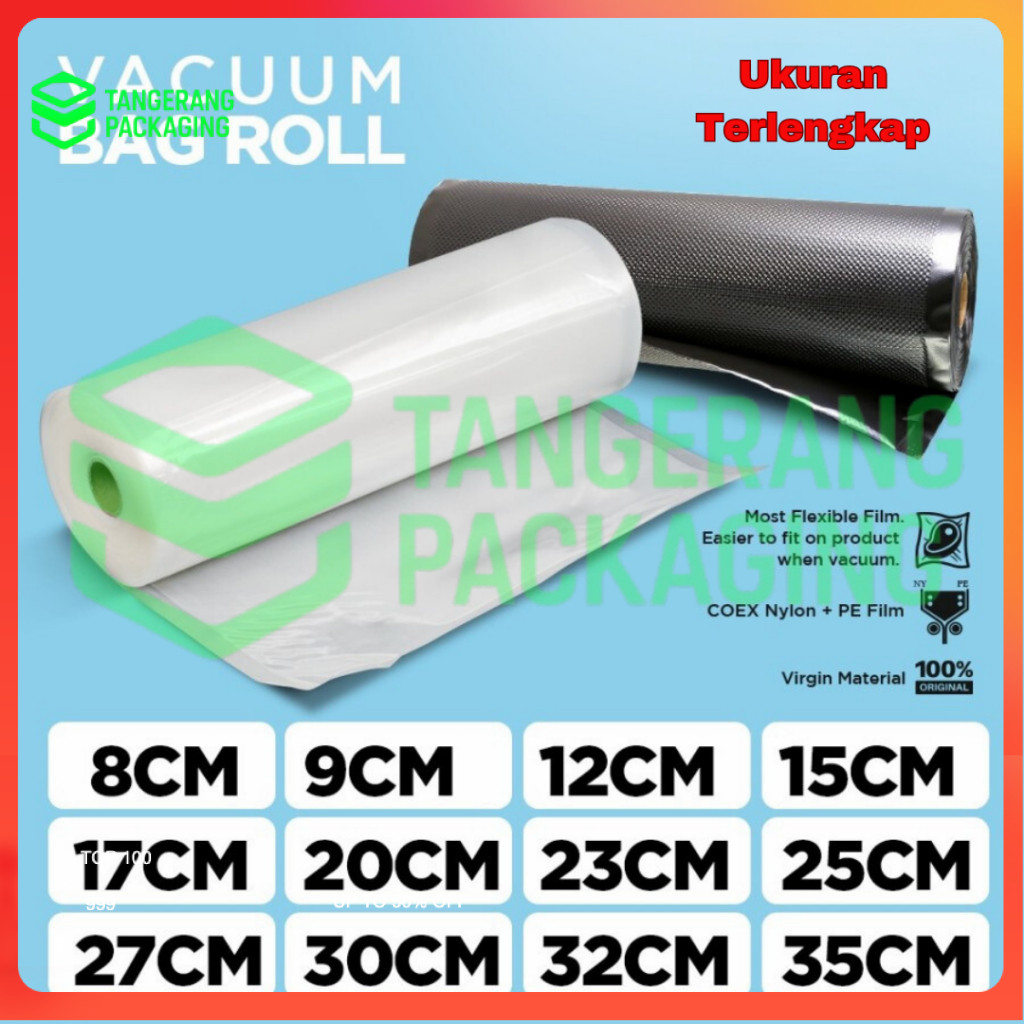 Vakum Bag Roll Bening Polos Embossed Hitam Embos Varian Ukuran