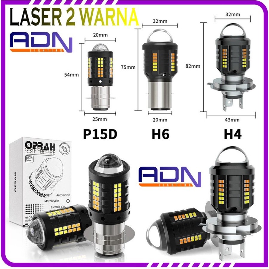 LED LASER P15D H6 H4 2 warna ALIEN D2 Mobil Motor Original
