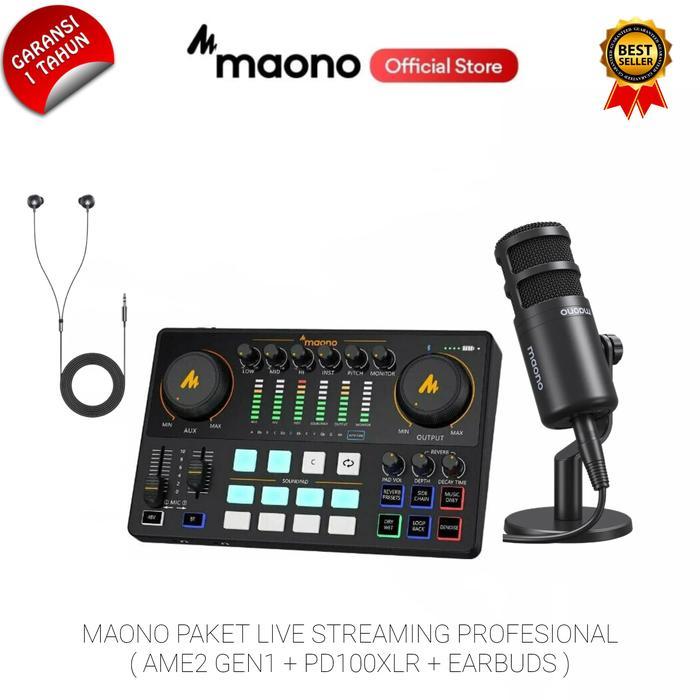 MAONO AME2 Gen1 Paket Lengkap PD100 Microphone Dynamic XLR for Live Streaming Karaoke Recording PC S