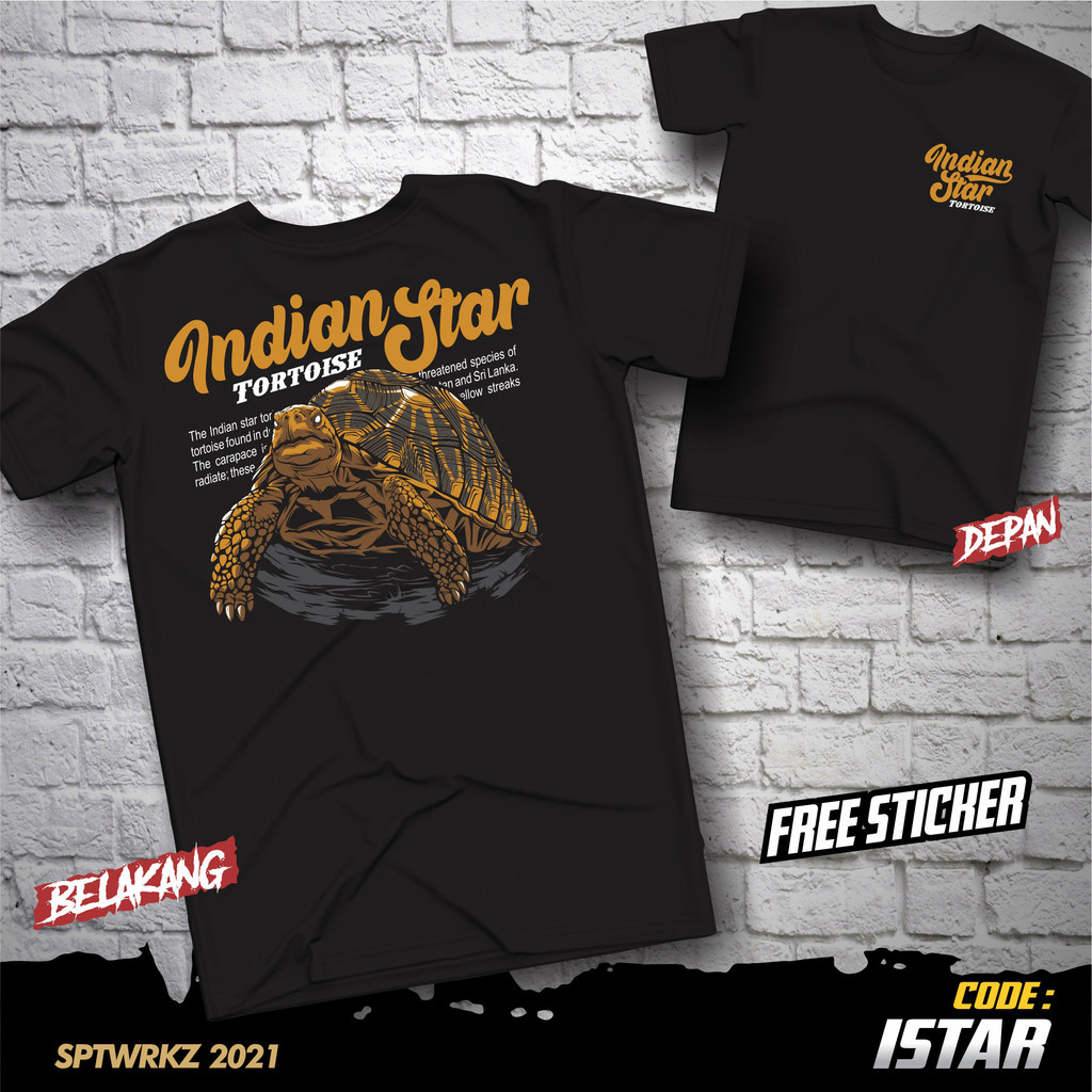 NEW DESIGN INDIAN STAR TORTOISE T-SHIRT/DESAIN BARU KAOS KURA-KURA/TURTLE T-SHIRT/KAOS PECINTA PENYU