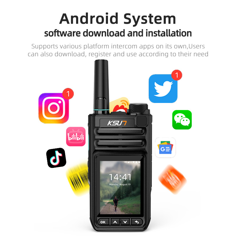 KSUN ZL63 Poc Rao WiFi Blue Tooth Talki Walki 4G Android Mobile Phone GPS Walkie Talkie Compatible w