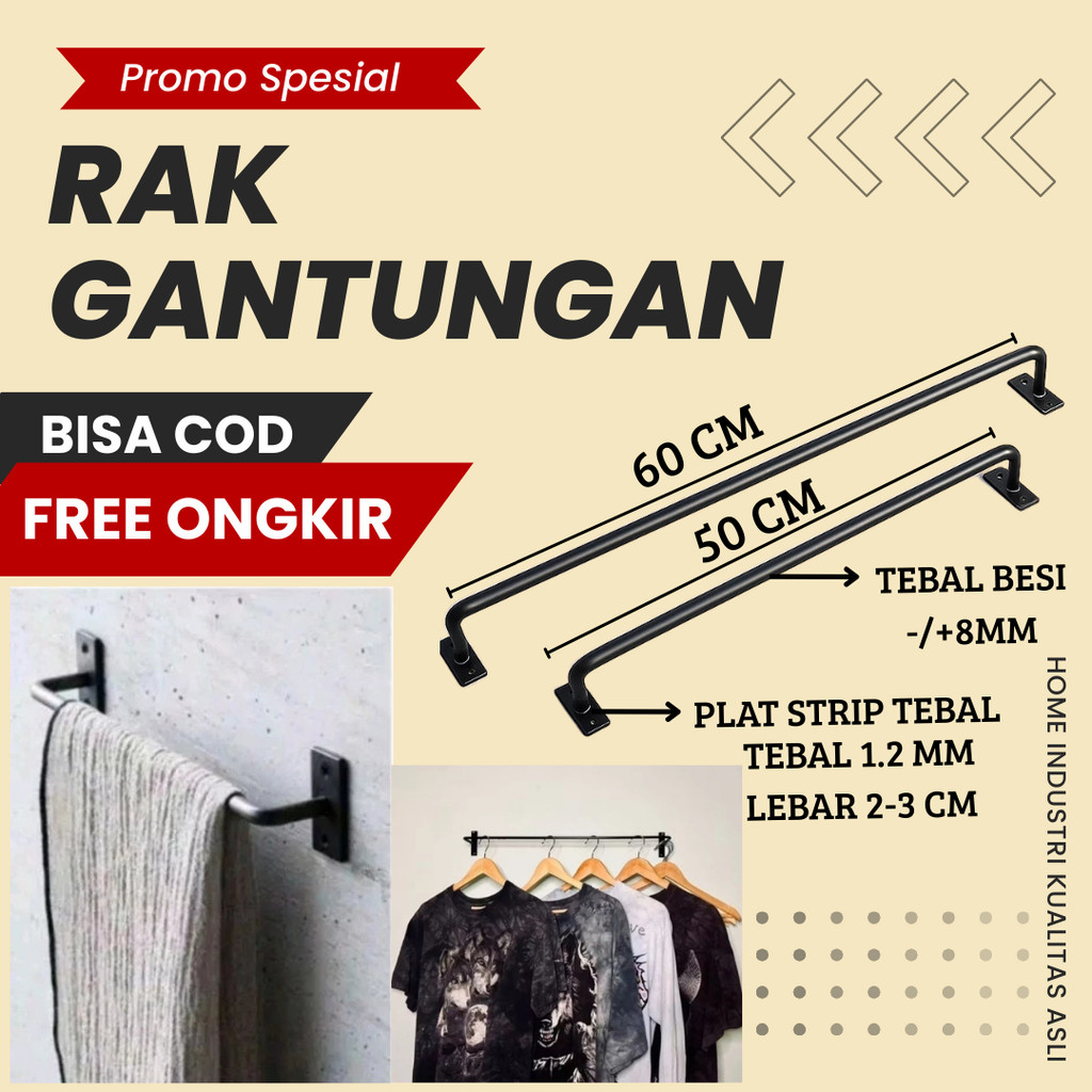 Gantungan Baju Dinding ,Gantungan Baju Besi Tembok, Dinding / Gawang Baju Tembok