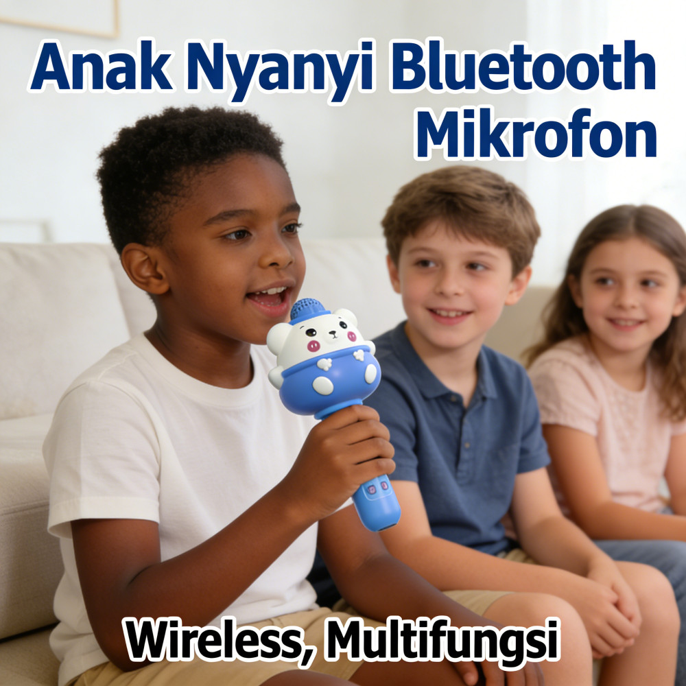 Anak Kartun Mikrofon Nyanyi Speaker Bluetooth Mikrofon Wireless Mainan Anak-anak Multifungsi