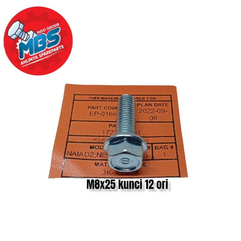 codBAUT FLANGE ORIGINAL M8×25 KUNCI 12 BAJA KARBONori